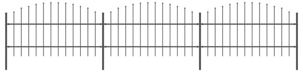 Trädgårdsstaket med spjuttopp stål (0,75-1)x5,1 m svart