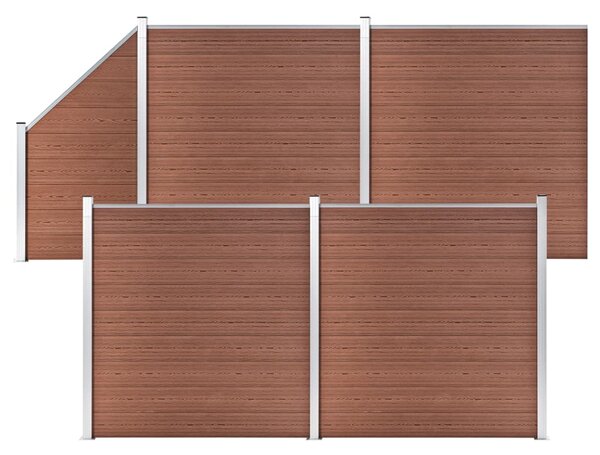 WPC-staketpanel 4 fyrkantig + 1 vinklad 792x186 cm brun