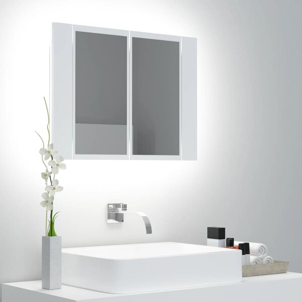 Spegelskåp med LED vit 60x12x45 cm
