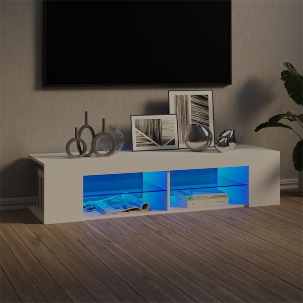 TV-bänk med LED-belysning vit 135x39x30 cm