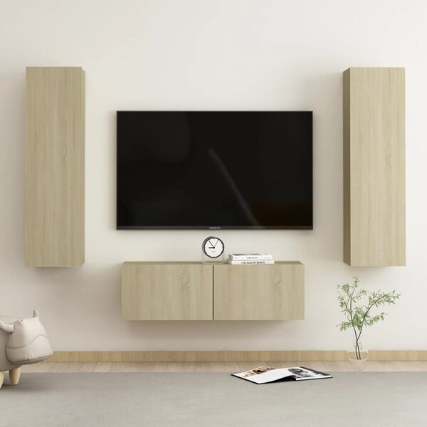 TV-skåp 3 delar sonoma-ek konstruerat trä