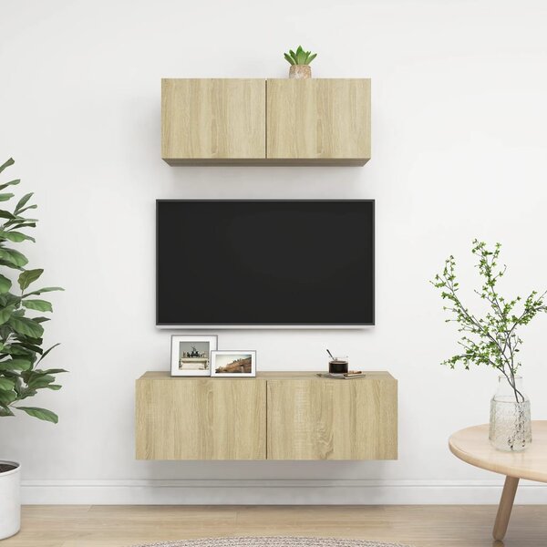 TV-skåp 2 delar sonoma-ek konstruerat trä