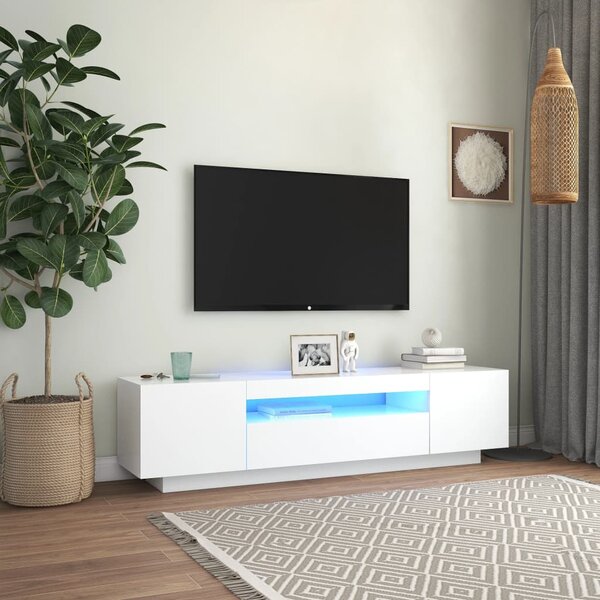 TV-bänk med LED-belysning vit 160x35x40 cm