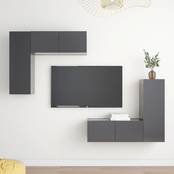 TV-skåp 4 delar grå konstruerat trä