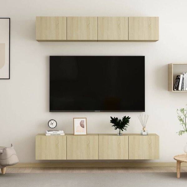 TV-skåp 4 delar sonoma-ek 80x30x30 cm konstruerat trä