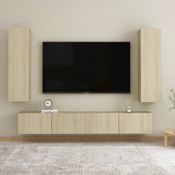 TV-skåp 4 delar sonoma-ek konstruerat trä