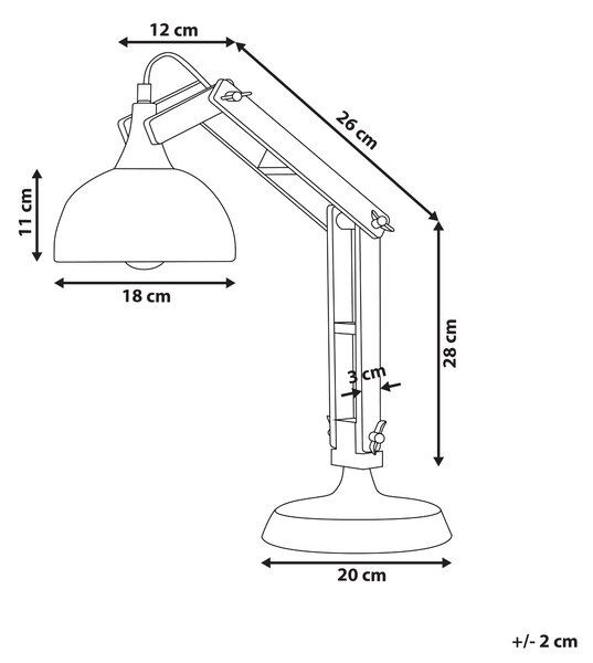 Bordslampa Koppar Trä Justerbar Arm Lampskärm i Metall Modern Glans Beliani