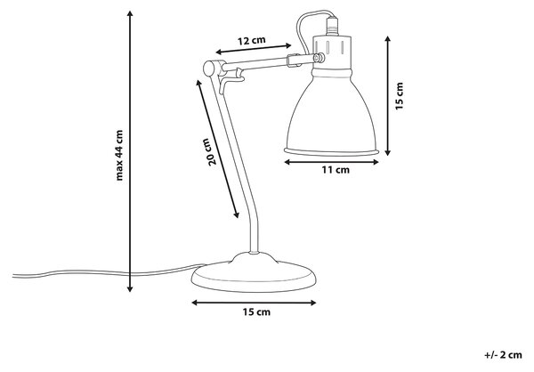 Bordslampa i Silver Justerbar Arm Lampskärm Beliani