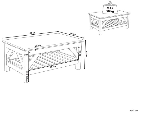 Soffbord Ljust trä Vit MDF 100 x 60 cm Robust Rektangulär Modern Beliani