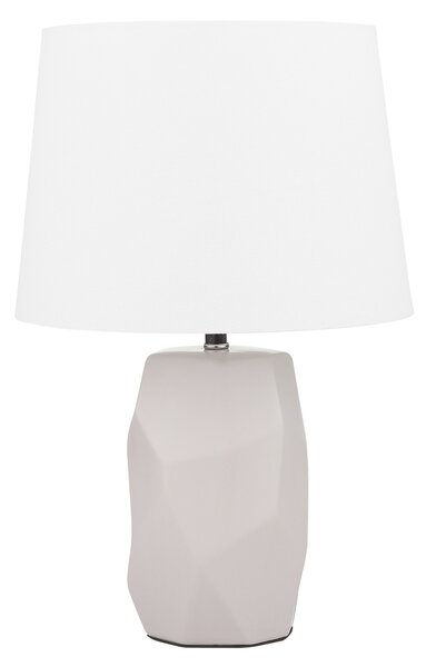 Bordslampa Vit Lampskärm med Rosa Lampfot av Porslin Beliani