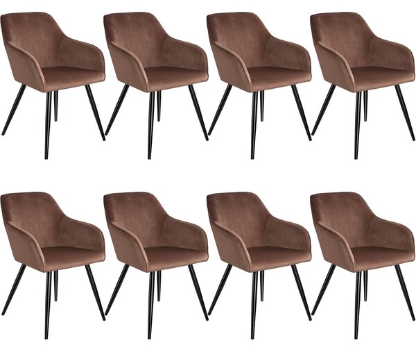 Tectake 404045 8x stol marilyn sammetsoptik - brun/svart