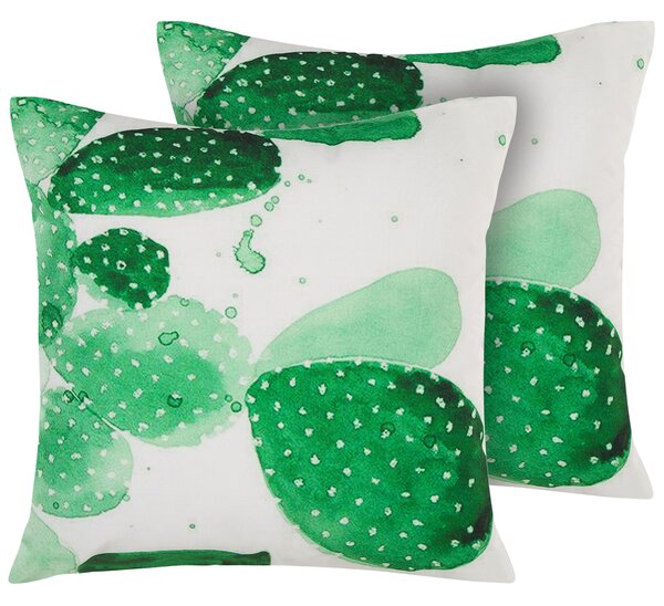 Set med 2 trädgårdskuddar Grön Polyester 45 x 45 cm Kaktusmönster Modern design Vattentålig Beliani