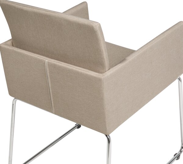 Set med 2 Middagsstolar Beige tyg Kromade Metallben Modern Beliani