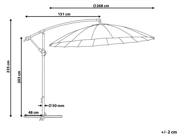 Konsol Trädgårdsparasoll Ljusgrå Aluminiumram Polyesterskärm 235 x 268 x 268 cm Justerbar Modern Design Utemöbler Beliani