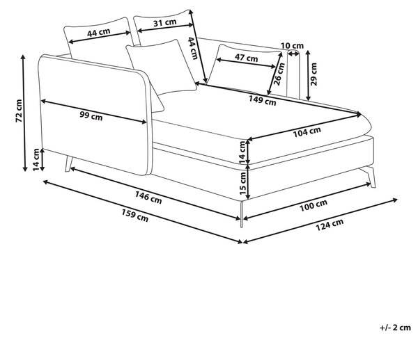 Schäslong Grön Tyg Klädsel Armstöd Kudde Ryggstöd Modern Design Symmetriskt Vardagsrum Beliani