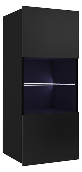 Väggskåp med LED-belysning PAVO 117x45 cm skinande svart