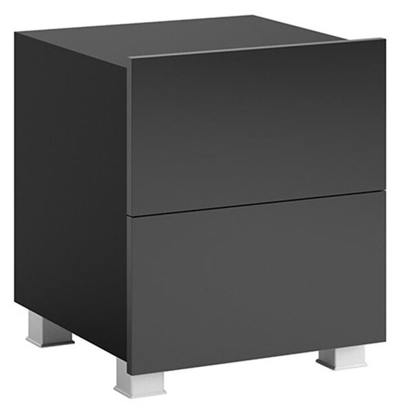Sängbord PAVO 45x40 cm skinande svart/matt svart