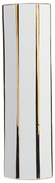 Blomvas Vit med Guld 40 cm Keramik Modern Eklektisk Oktagonal Dekoration Beliani