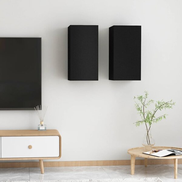 TV-skåp 2 st svart 30,5x30x60 cm konstruerat trä