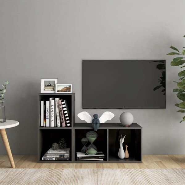 TV-skåp 2 st grå högglans 72x35x36,5 cm konstruerat trä