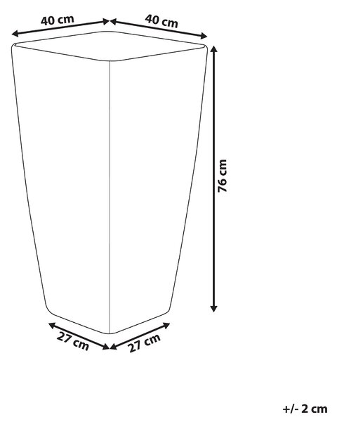 Kruka Vit Stenblandning 40 x 76 cm Utomhus Fyrkantig Väderbeständig Beliani