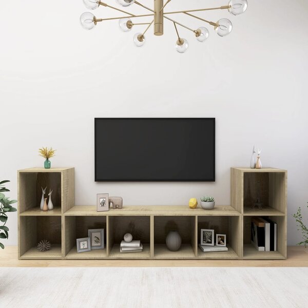 TV-skåp 4 st sonoma-ek 72x35x36,5 cm konstruerat trä