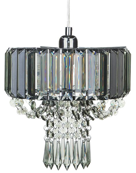 Hängande Lampa Grå Metall Akryl Glas 83 cm Dekorativ Kristallkrona Glans Finish Glam Beliani