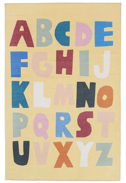 Alphabet Matta - Ljusgul / Flerfärgad 100x160