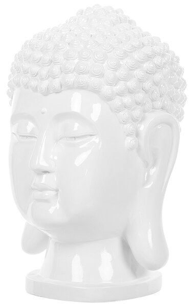 Dekorativ statyett Vit Keramik Buddha-huvud Prydnad Glamourstil Dekor hemtillbehör Beliani