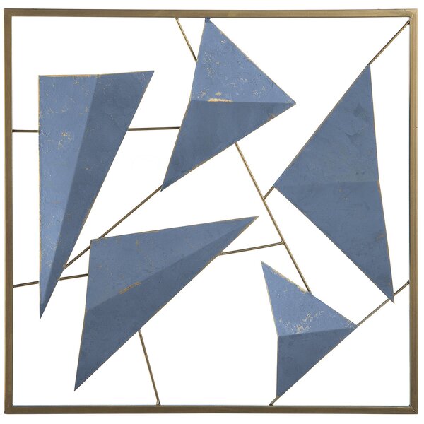 Väggdekor Blå och Guld Metall 3D Väggkonst Geometrisk Modern Kustnära stil Beliani