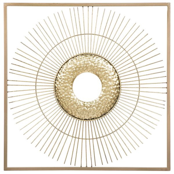 Väggdekor Guld Metall Sol Fyrkantig ram Glam Style Art Deco Beliani