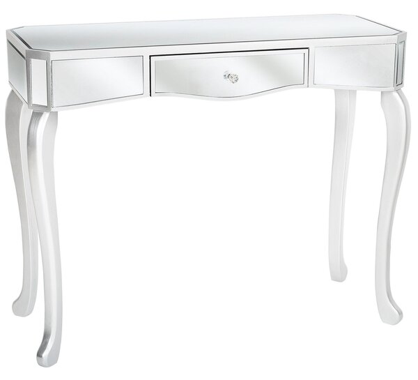 Konsolbord Silver Speglat med Låda 96 x 40 cm Modern Glam Fransk Design Beliani