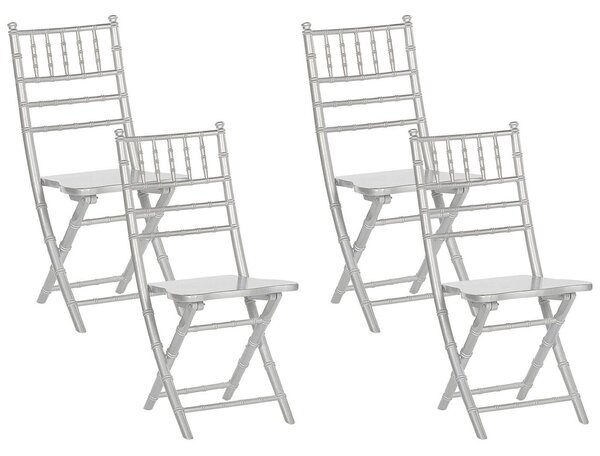Set med 4 hopfällbara stolar Silver Bokträ Matsalsstolar Samtida Stil Beliani