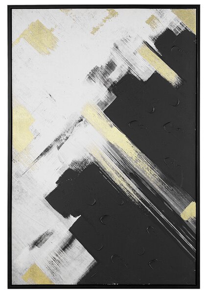 Kanvas Konst Tryck Svart och Vit 93 x 63 cm Abstrakt Polyester och MDF Modern Beliani