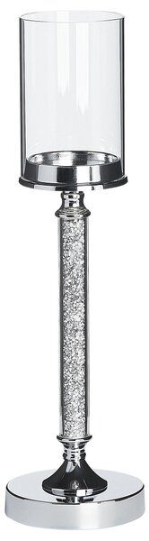 Ljushållare Silver Metall Pelare Glas Skärm 48 cm Glamour Accent Dekoration Bord Bordsupsats Beliani