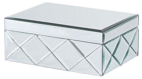 Smyckeskrin Silver Stål Glas Spegel Dekorativ förvaringsorganisator 25 x 18 x 11 cm Modern Glam Accent Beliani