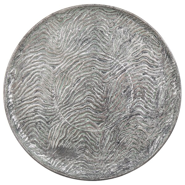 Dekorativ Bricka Silver Metall Sliten Look Rund 49 cm Retro Glamour Beliani