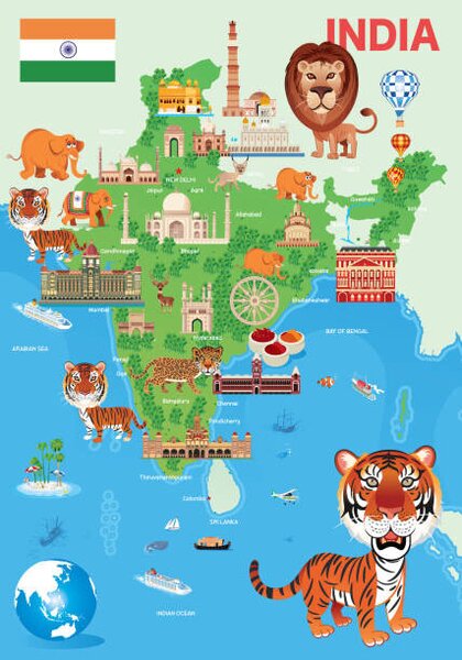 Illustration India Cartoon Map, drmakkoy