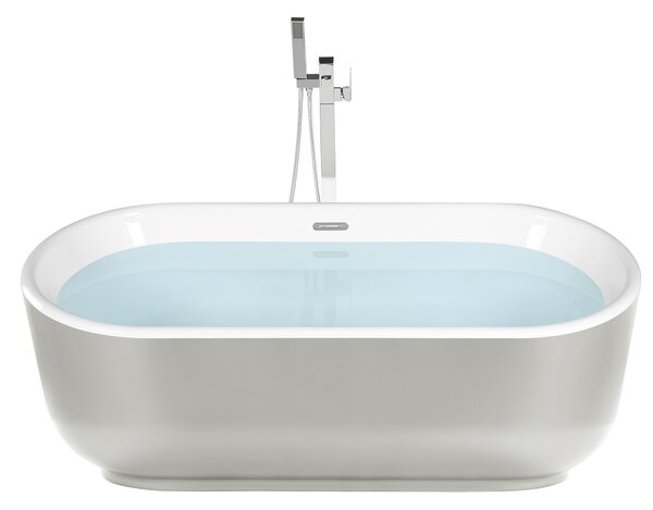 Fristående badkar Glansigt Silver Sanitär Akryl Enkel Oval Modern Minimalistisk design Beliani