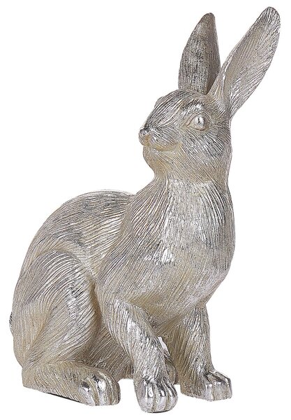 Dekorativ Figur Silver Polyharts 35 cm Påskharen Högtidlig Bord Matsal Beliani