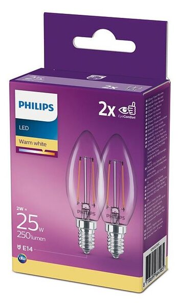 PAKET 2x LED-lampor Philips B35 E14/2W/230V 2700K