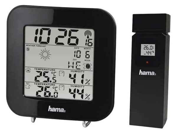 Hama - Väderstation med LCD display och väckarklocka 2xAA svart
