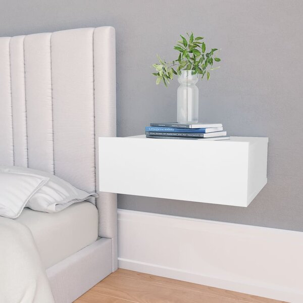 Svävande sängbord vit 40x30x15 cm konstruerat trä