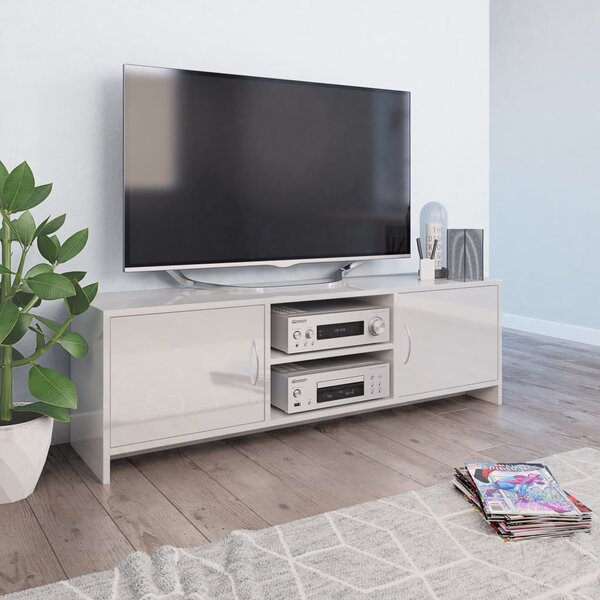 TV-bänk vit högglans 120x30x37,5 cm spånskiva