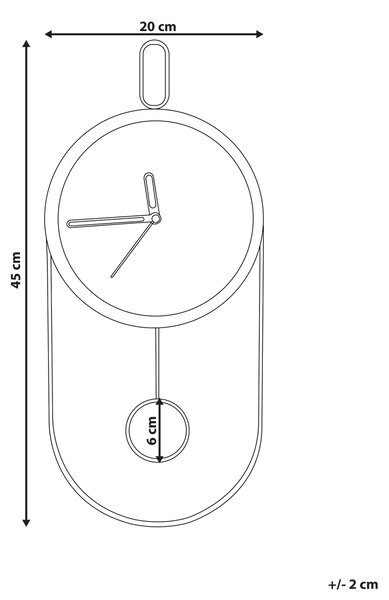 Väggklocka Mörkt Trä MDF Metall 20 x 45 cm Väggur Design utan Siffror Pendel Vardagsrum Kontor Beliani