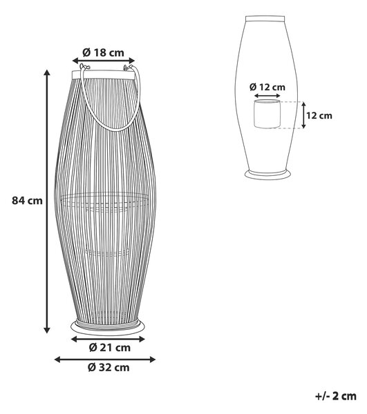 Ljuslykta Svart Pilträ 84 cm Boho Dekor Beliani