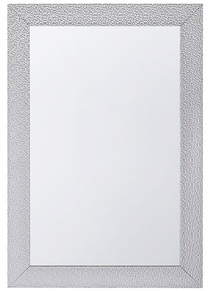 Väggmonterad Hängande Spegel Silver 61 x 91 cm Vertikal Vardagsrum Sovrum Gesso Finish Beliani