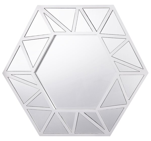 Hängande Väggspegel Silver 70 x 80 cm Hexagonal Geometrisk Ram Beliani