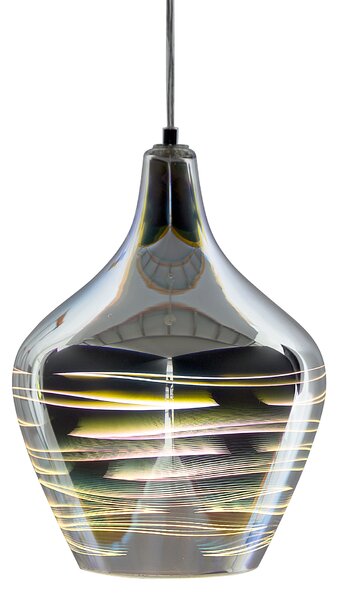 Hängande Lampa Silver Hög Glans Reflektivt Glas Geometrisk Skärm Eklektisk Glamorös Design Beliani