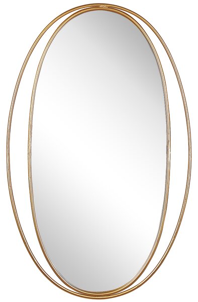 Hängande Väggspegel Oval Guld 90 x 55 cm Väggkonst Glam Stil Vardagsrum Beliani
